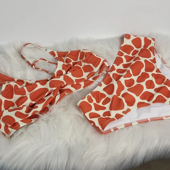 Beachsissi , Orange and creme 2 pc swimsuit, Sz L - Picture 10 of 10